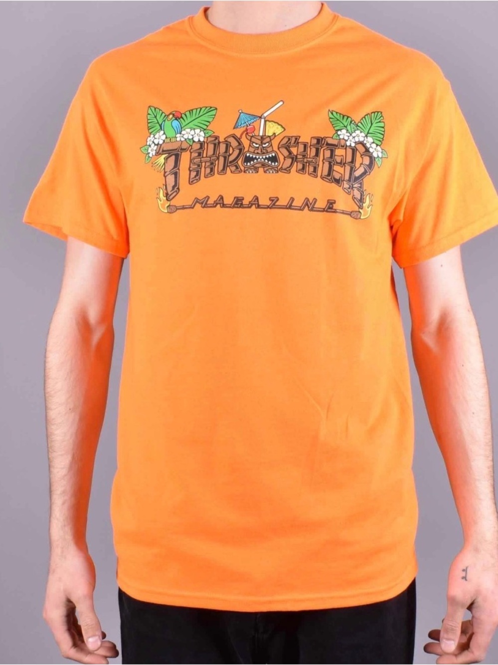 Thrasher Orange Tropical Logo Short Sleeve Tee